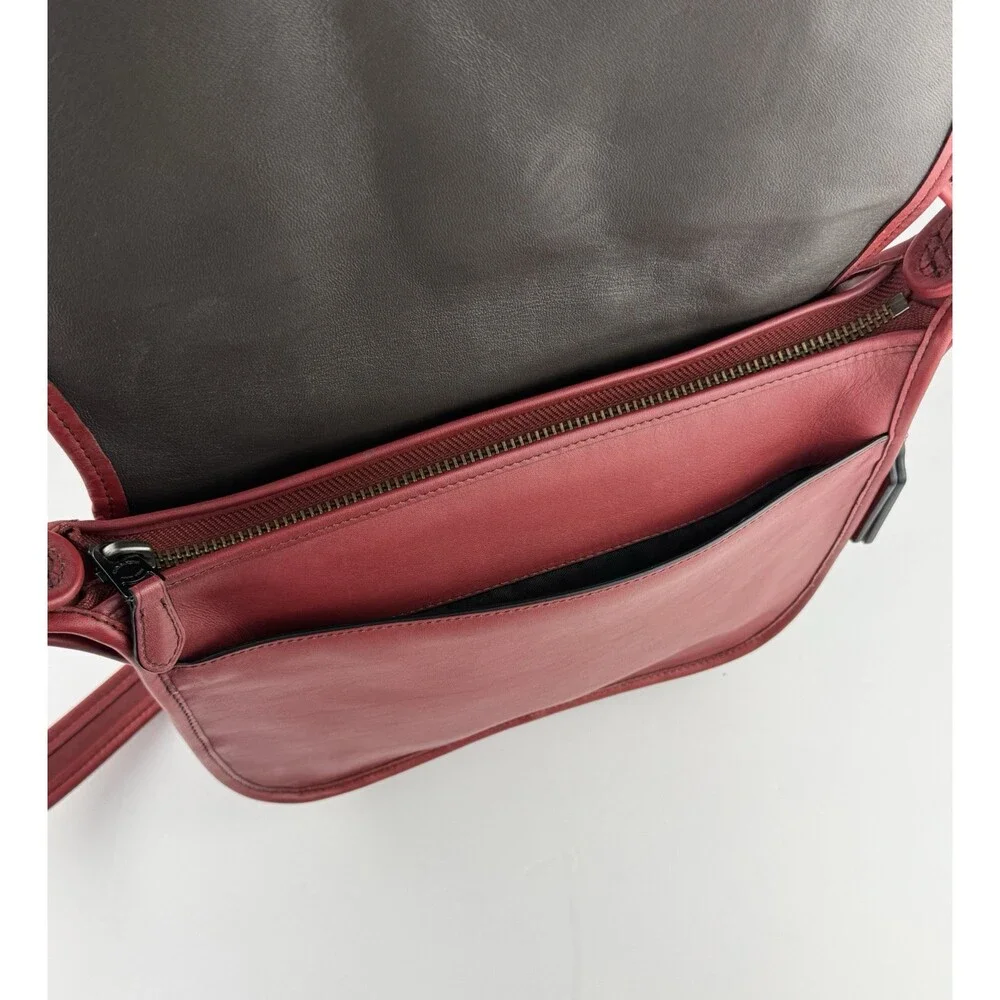 Coach 75th Anniversary 9170 Pouch Saddle Bag Dark Red Leather Flap